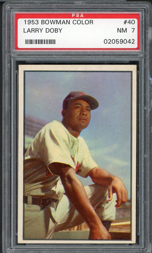 1953 Bowman Color Baseball #040 Larry Doby Indians PSA 7 NM 554559