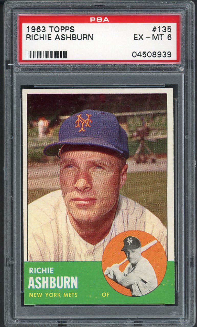 1963 Topps Baseball #135 Richie Ashburn Mets PSA 6 EX-MT 554560