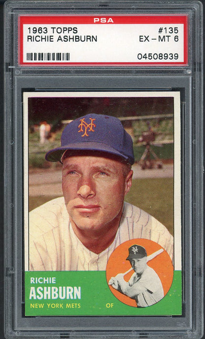 1963 Topps Baseball #135 Richie Ashburn Mets PSA 6 EX-MT 554560