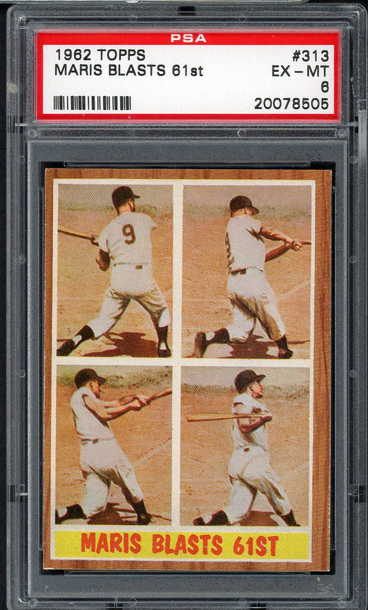 1962 Topps Baseball #313 Roger Maris IA Yankees PSA 6 EX-MT 554587