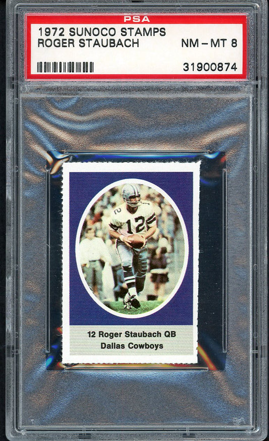1972 Sunoco Stamps Roger Staubach Cowboys PSA 8 NM/MT 554614