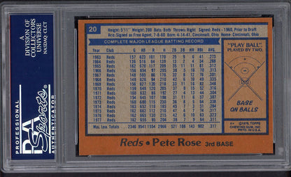 1978 Topps Baseball #020 Pete Rose Reds PSA 8 NM/MT 554622