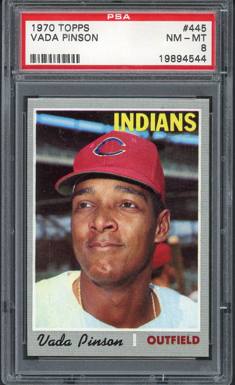 1970 Topps Baseball #445 Vada Pinson Indians PSA 8 NM/MT 554629