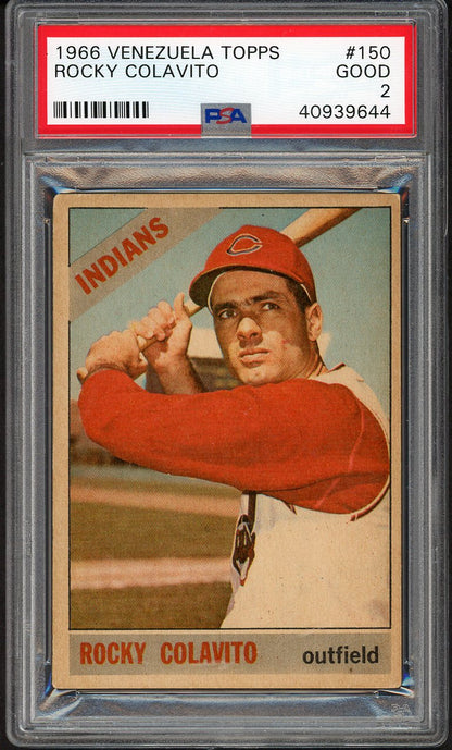1966 Topps Venezuelan #150 Rocky Colavito Indians PSA 2 GD 554643