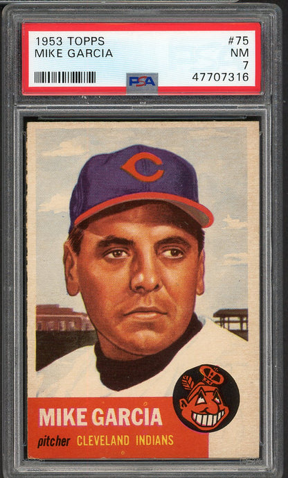 1953 Topps Baseball #075 Mike Garcia Indians PSA 7 NM 554648