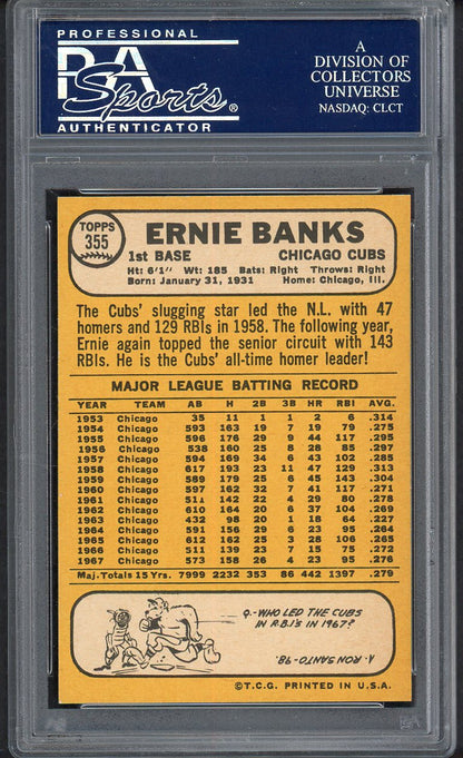 1968 Topps Baseball #355 Ernie Banks Cubs PSA 8 NM/MT 554650