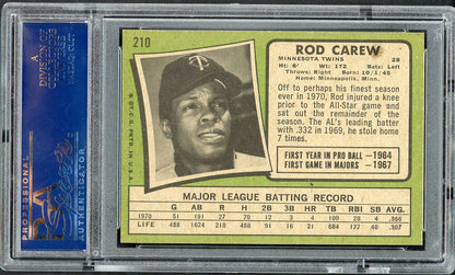 1971 Topps Baseball #210 Rod Carew Twins PSA 7 NM 554707