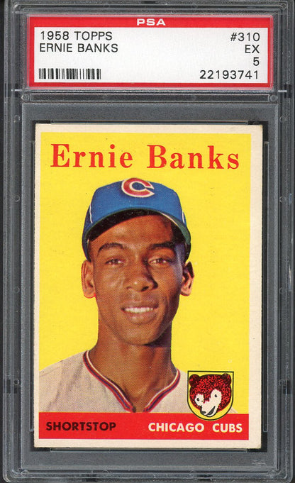 1958 Topps Baseball #310 Ernie Banks Cubs PSA 5 EX 554725