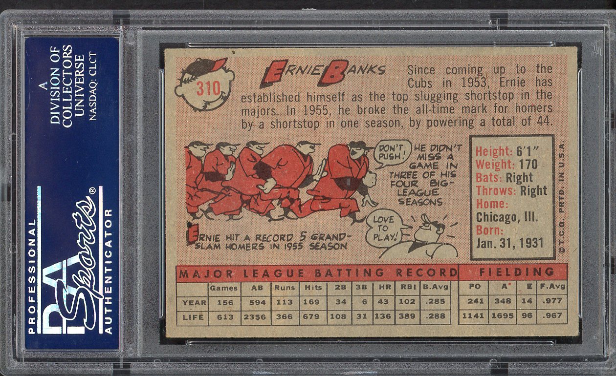 1958 Topps Baseball #310 Ernie Banks Cubs PSA 5 EX 554725