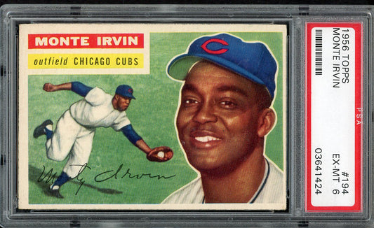 1956 Topps Baseball #194 Monte Irvin Cubs PSA 6 EX-MT 554733