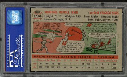 1956 Topps Baseball #194 Monte Irvin Cubs PSA 6 EX-MT 554733