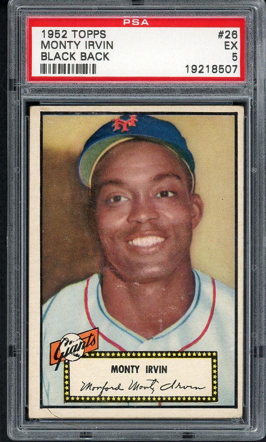 1952 Topps Baseball #026 Monte Irvin Giants PSA 5 EX Black 554748