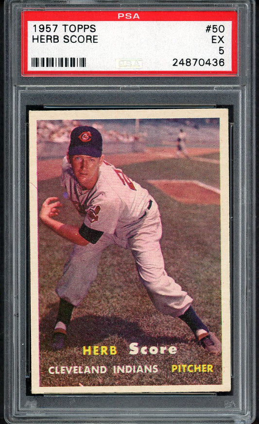 1957 Topps Baseball #050 Herb Score Indians PSA 5 EX 554750
