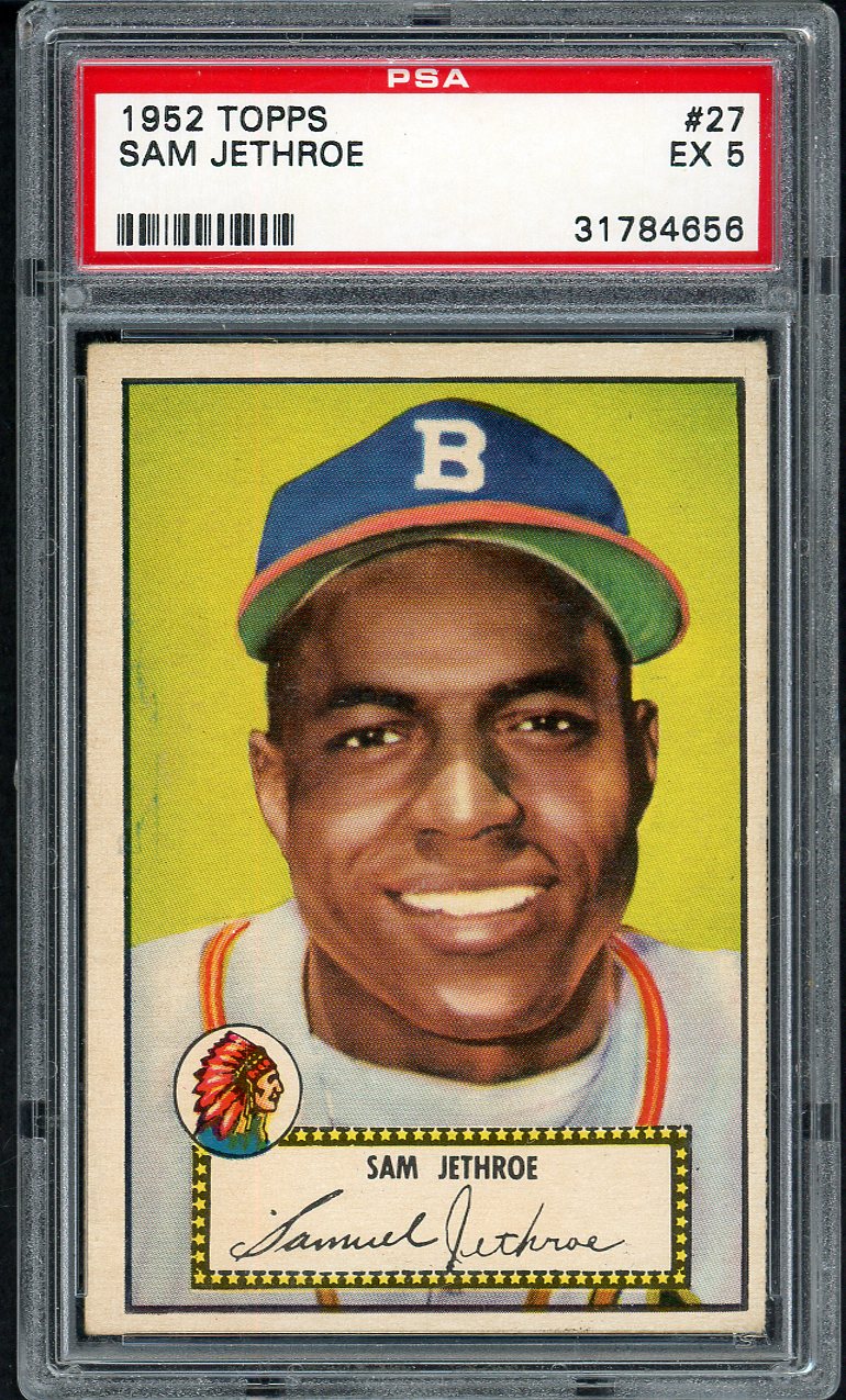 1952 Topps Baseball #027 Sam Jethroe Braves PSA 5 EX Red 554752
