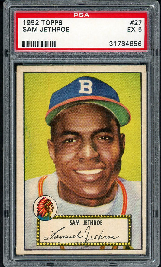 1952 Topps Baseball #027 Sam Jethroe Braves PSA 5 EX Red 554752