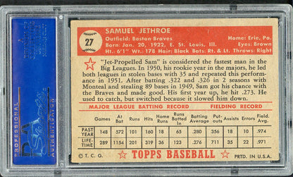 1952 Topps Baseball #027 Sam Jethroe Braves PSA 5 EX Red 554752