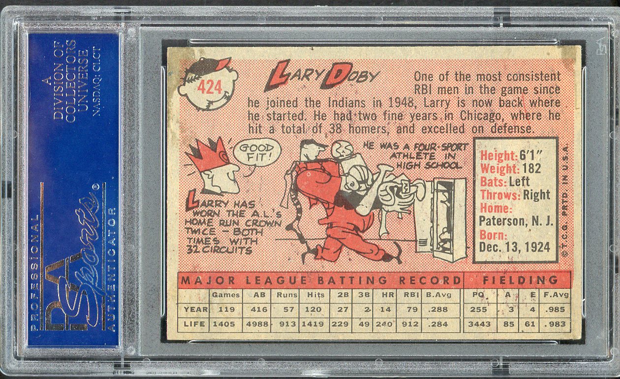 1958 Topps Baseball #424 Larry Doby Indians PSA 6 EX-MT 554773