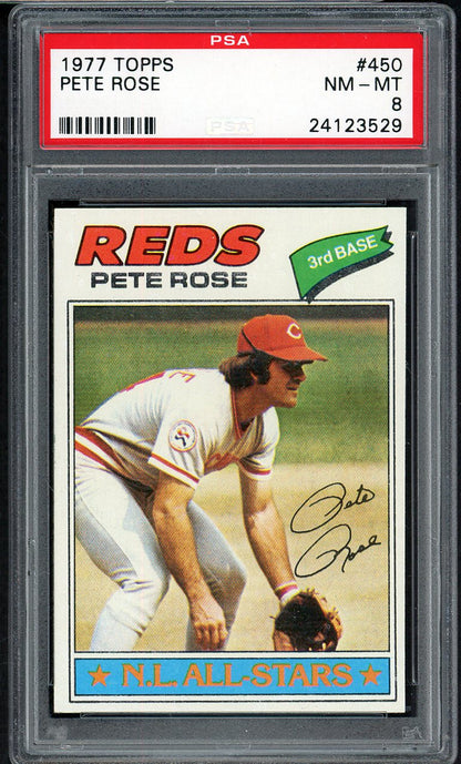 1977 Topps Baseball #450 Pete Rose Reds PSA 8 NM/MT 554784