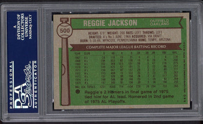 1976 Topps Baseball #500 Reggie Jackson A's PSA 7 NM 554790