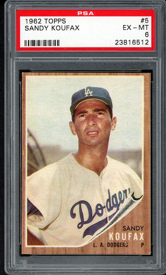 1962 Topps Baseball #005 Sandy Koufax Dodgers PSA 6 EX-MT 554791