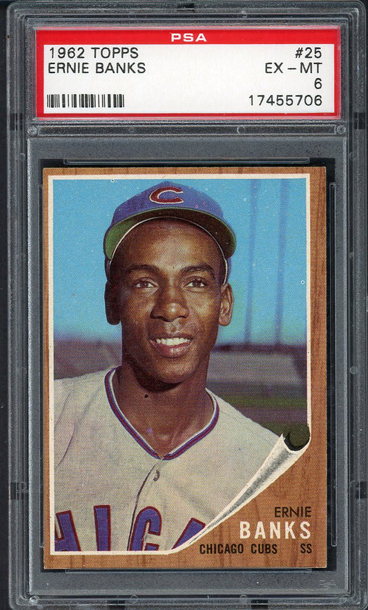 1962 Topps Baseball #025 Ernie Banks Cubs PSA 6 EX-MT 554807