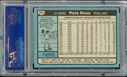 1980 Topps Baseball #540 Pete Rose Phillies PSA 8 NM/MT 554817