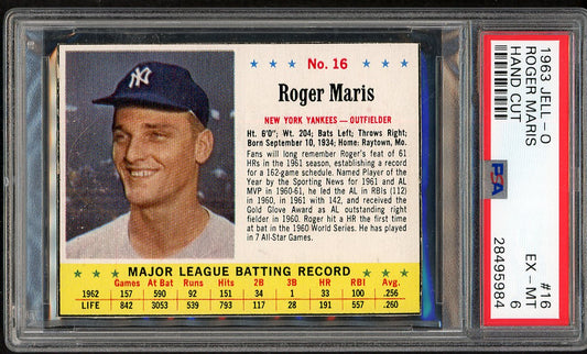 1963 Jello #016 Roger Maris Yankees PSA 6 EX-MT 554828