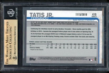 2019 Topps Gold #410 Fernando Tatis Jr Padres BVG 9.5 GEM MINT 554838