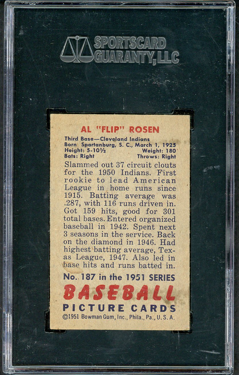 1951 Bowman Baseball #187 Al Rosen Indians SGC 5 EX 554843