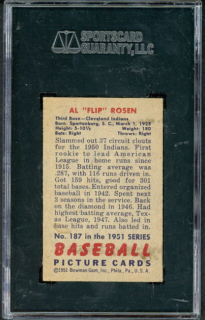 1951 Bowman Baseball #187 Al Rosen Indians SGC 5 EX 554843