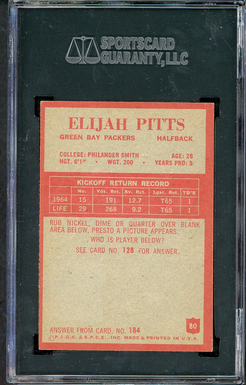 1965 Philadelphia Football #080 Elijah Pitts Packers SGC 6.5 EX-MT+ 554847