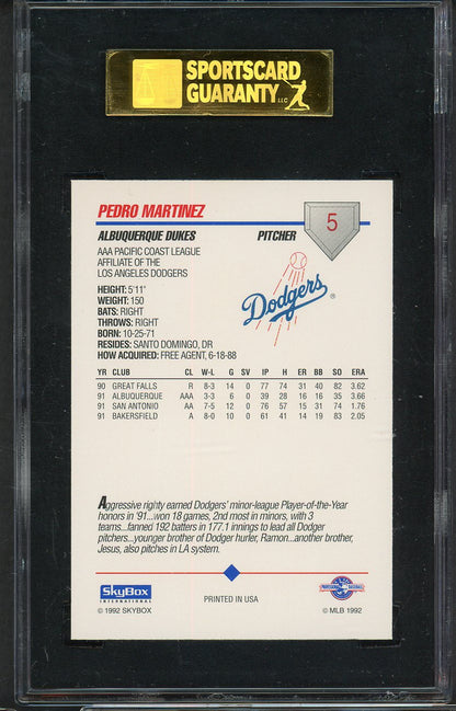 1992 Skybox AAA #005 Pedro Martinez Dukes SGC 9 MINT 554850