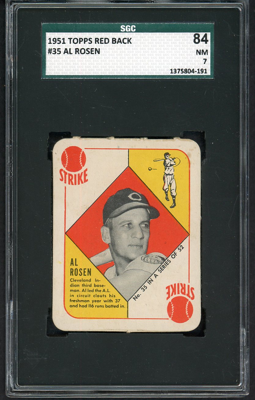 1951 Topps Red Backs #035 Al Rosen Indians SGC 7 NM 554852
