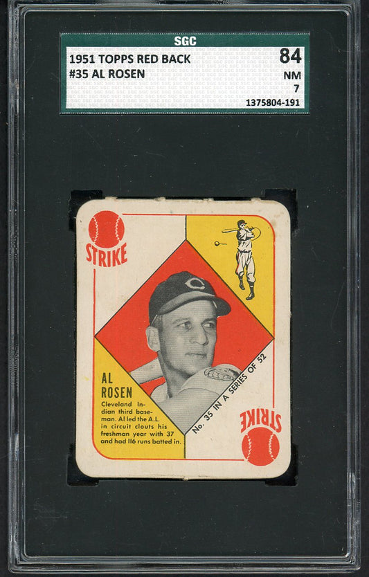 1951 Topps Red Backs #035 Al Rosen Indians SGC 7 NM 554852