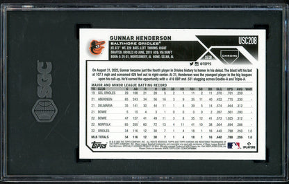 2023 Topps Chrome Update #USC208 Gunnar Henderson Orioles SGC 10 GEM MINT 554855