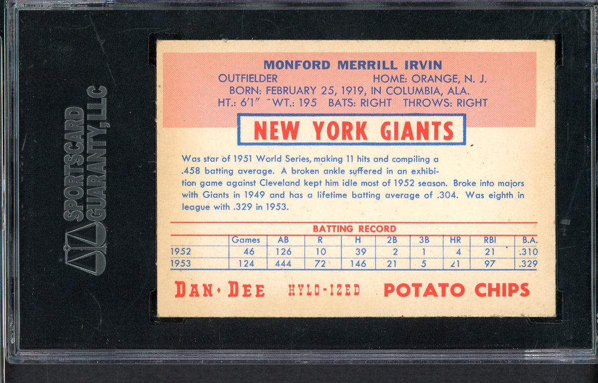 1954 Dan Dee Monte Irvin Giants SGC 5.5 EX+ 554858