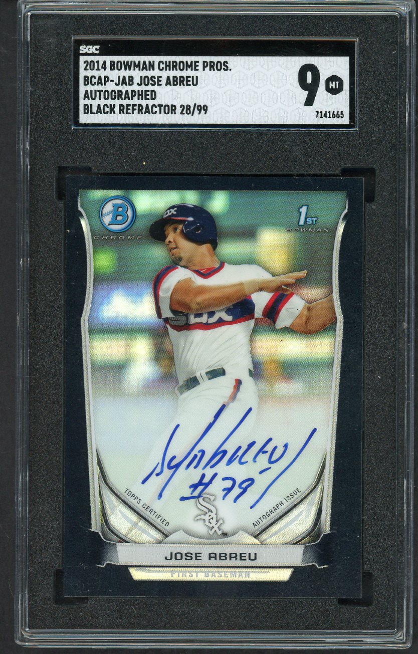 2014 Bowman Chrome Refractor #BCAPJAB Jose Abreu White Sox SGC 9 MINT Black Autograph 554863
