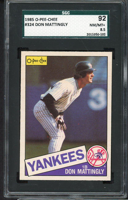 1985 O Pee Chee #324 Don Mattingly Yankees SGC 8.5 NM/MT+ 554869