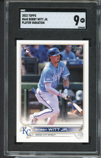 2022 Topps #660 Bobby Witt Jr Royals SGC 9 MINT Variation 554873