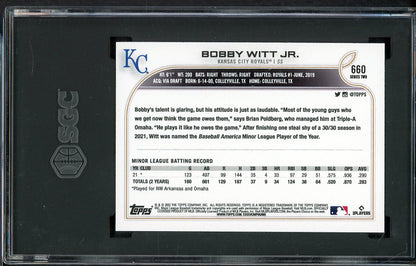 2022 Topps #660 Bobby Witt Jr Royals SGC 9 MINT Variation 554873