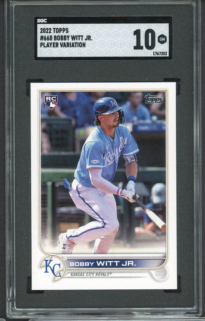 2022 Topps #660 Bobby Witt Jr Royals SGC 10 GEM MINT Variation 554874