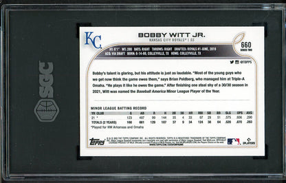 2022 Topps #660 Bobby Witt Jr Royals SGC 10 GEM MINT Variation 554874