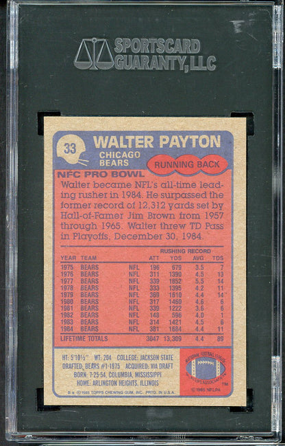 1985 Topps #033 Walter Payton Bears SGC 8.5 NM/MT+ 554877