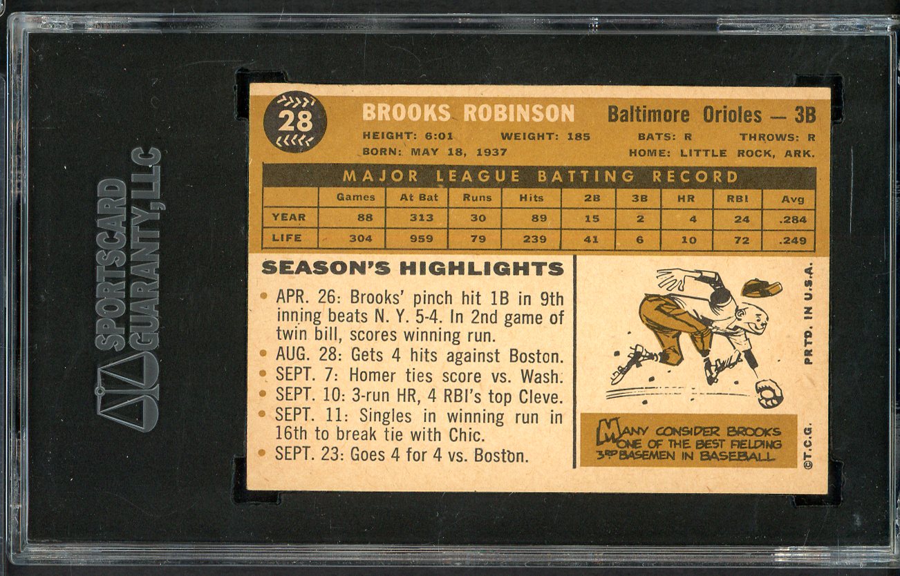 1960 Topps Baseball #028 Brooks Robinson Orioles SGC 6 EX-MT 554878