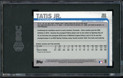 2019 Topps Chrome #203 Fernando Tatis Jr Padres SGC 10 GEM MINT Refractor 554879