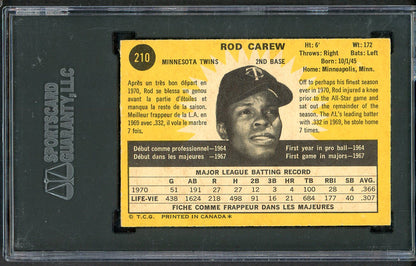1971 O Pee Chee #210 Rod Carew Twins SGC 7 NM 554882