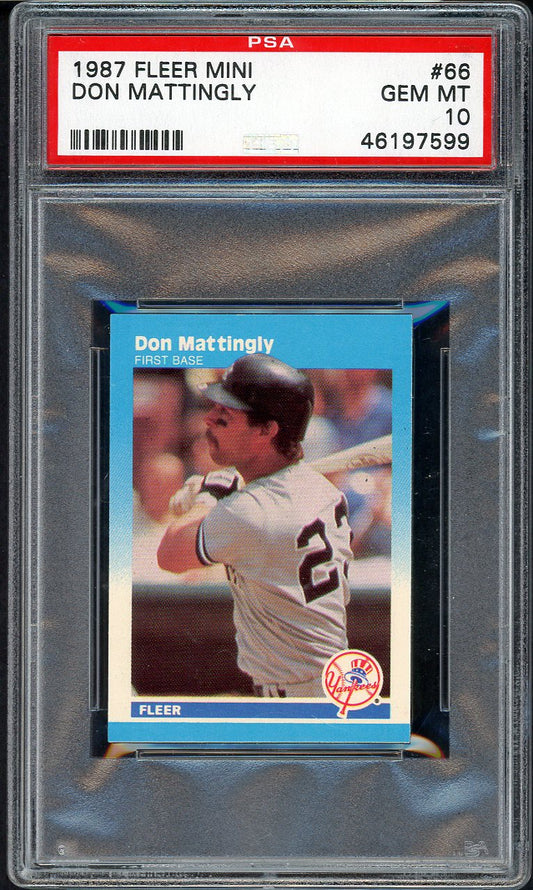 1987 Fleer Mini #066 Don Mattingly Yankees PSA 10 GEM MINT 554886