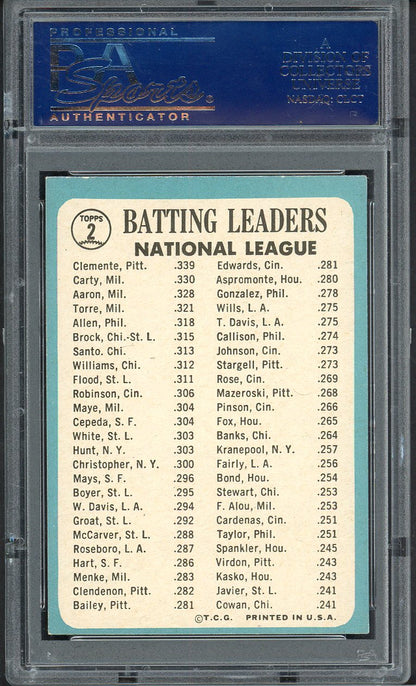 1965 Topps Baseball #002 N.L. Batting Leaders Clemente Aaron PSA 5 EX 554909