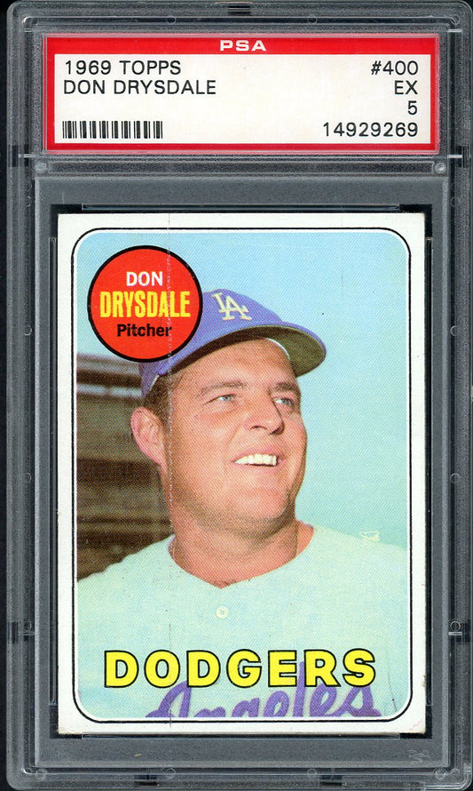 1969 Topps Baseball #400 Don Drysdale Dodgers PSA 5 EX 554934