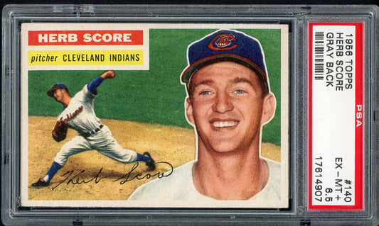 1956 Topps Baseball #140 Herb Score Indians PSA 6.5 EX-MT+ Gray 554946